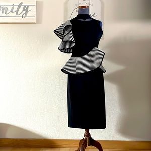 River Island ruffle peplum midi dress US 6